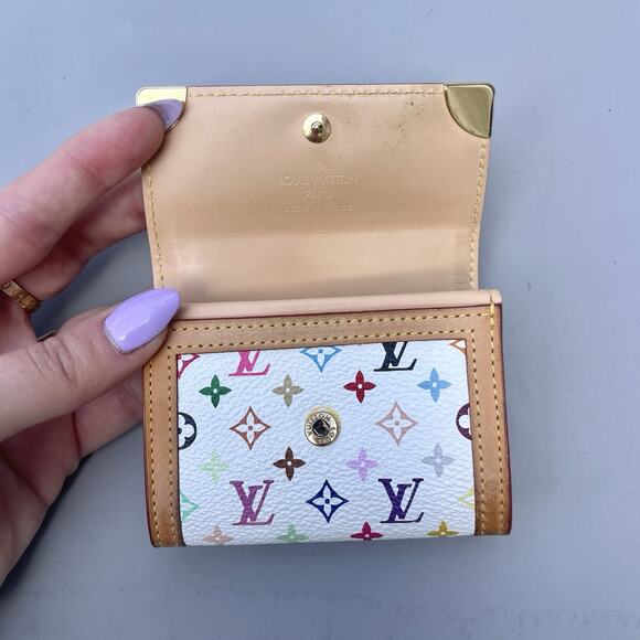 Louis Vuitton Takashi Murakami Snap Card Case Wallet Monogram Multicolor White - Picture 10 of 16